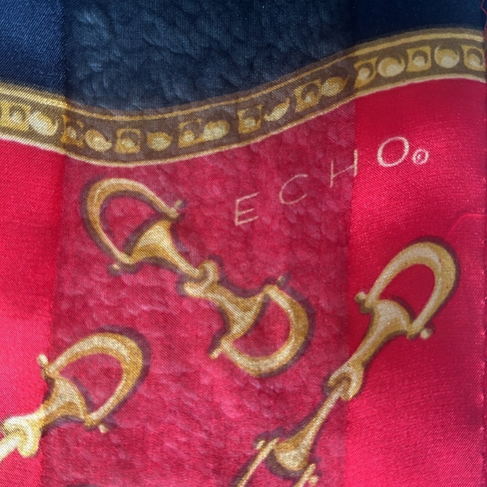 Echo Scarf Sill Red and Gold | Vintage | Western | Equestrian | Quiet Luxury - Picture 9 of 10